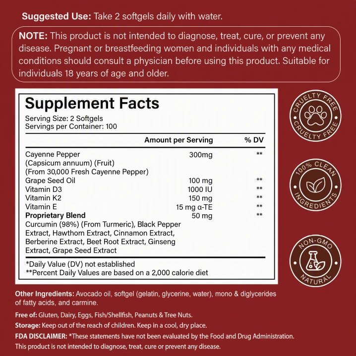 Suplemento Herbal Pimienta De Cayena 3000 Mg Softgels suppliers